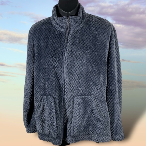 CuddlDuds Women’s Plush Gray Full Zip Jacket Size Small 6/8 Teddy Coat - Picture 4 of 16